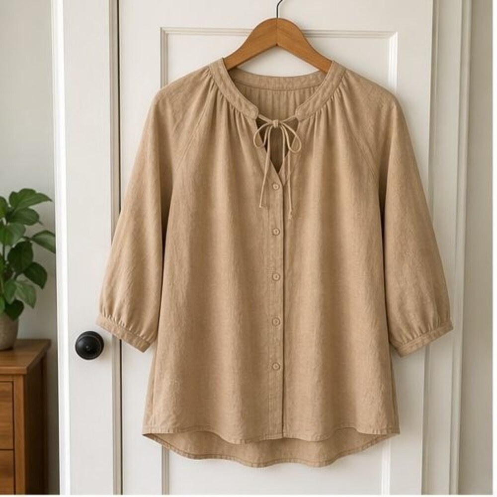 Camel Peplum Top